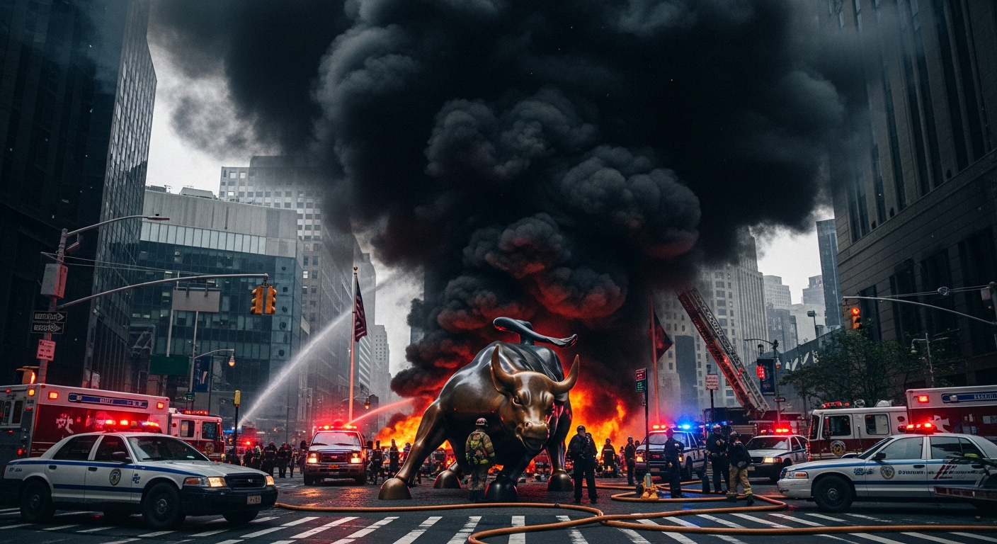 Vehicle Explodes Near Wall Street's Charging Bull